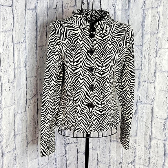E C‎ I NEW YORK Black and White Zebra Print Jacket Size 8 - Picture 1 of 7